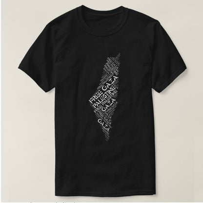 Free Gaza palastine map printed t-shirt