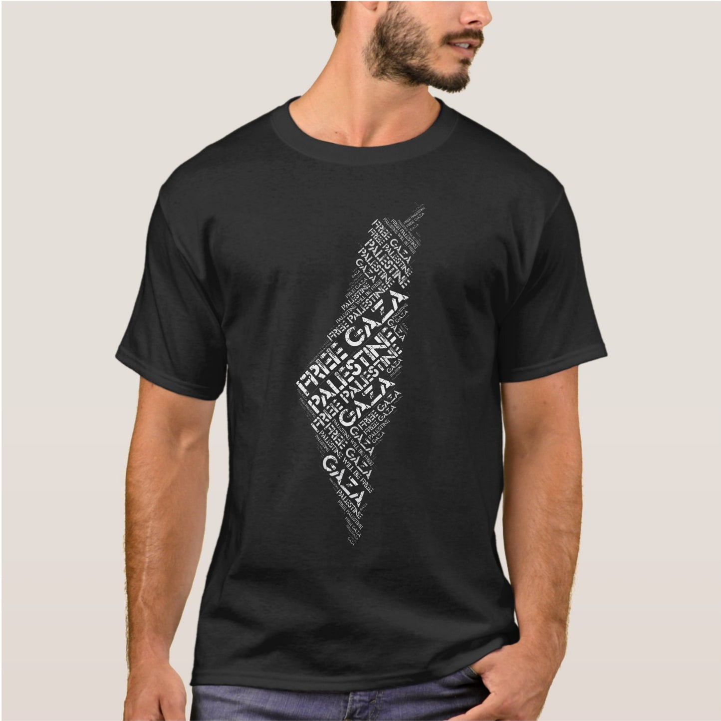 Free Gaza palastine map printed t-shirt